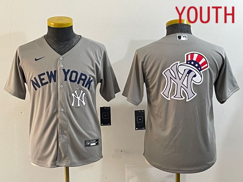 Youth New York Yankees Blank Grey Game 2024 Nike MLB Jersey style 121811->youth mlb jersey->Youth Jersey